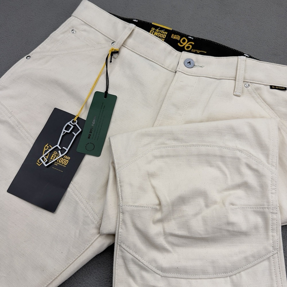 G-Star Raw Elwood 5620 Regular Jeans Mens 34x32 Duckman Beige Knee Patch $210